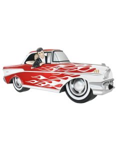 Wanddeko Chevy Rot mit weißen Flammen und Elvis verkleinert