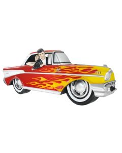 Wanddeko Chevy Rot mit gelben Flammen und Elvis verkleinert