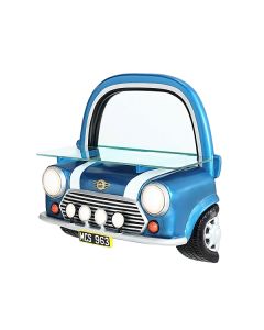 Spiegel Mini Cooper Blau mit Regal verkleinert