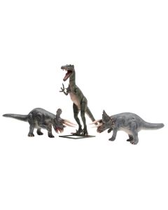 Dinosaurier Tyrannosaurus und Triceratops lebensgroß