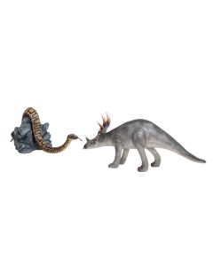 Dinosaurier Baby Triceratops und Anakonda lebensgroß