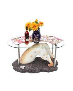 Hund buddelnd Tisch mit Glasplatte lebensgroß