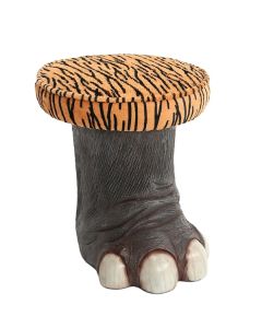 Elefantenbein Hocker mit Tigerpolster lebensgroß