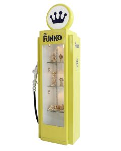 Retro Zapfsäule Gelb als Vitrine lebensgroß