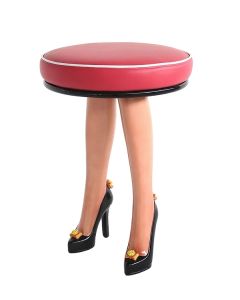 Schwarze Highheels Hocker lebensgroß