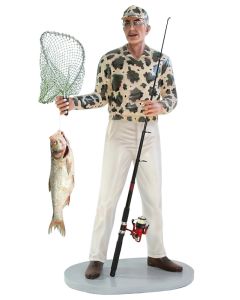Angler mit Fisch  lebensgroß