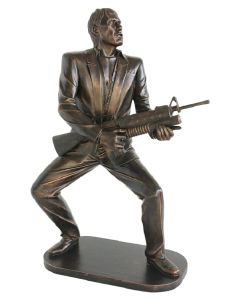 Gangster Al Pacino Scarface mit Waffe Bronze lebensgroß