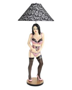 Unterwäschemodel Lampe mit schwarzem Lampenschirm verkleinert