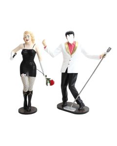 Elvis ohne Gesicht und Marilyn in Schwarz lebensgroß