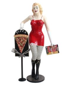 Marilyn rot netz mit Menükarte und PizzaTafel lebensgroß