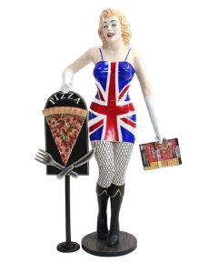 Marilyn wunsch mit Menükarte und PizzaTafel  lebensgroß