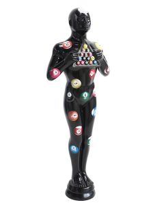 Preisfigurfigur schwarz mit Billardkugeln verkleinert