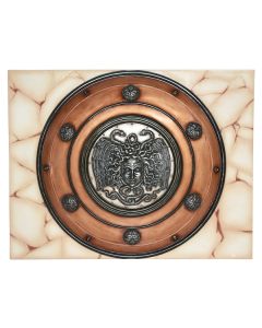 Antikes Mittelalterliches Schild mit Medusa Bronze auf Mosaik für Wand lebensgroß
