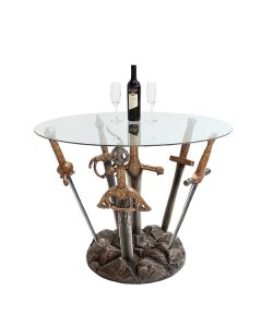 Schwerter Tisch mit Glasplatte lebensgroß