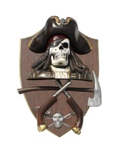 Piratenskelett mit Pistolen und Axt Wanddeko lebensgroß