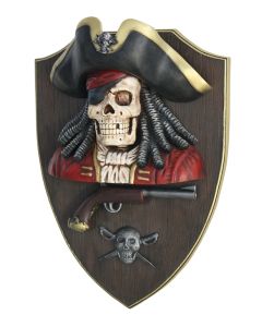 Piratenskelett mit Pistole Wanddeko lebensgroß