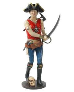 Piratenfrau mit Schwert und Axt lebensgroß