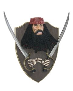 Pirat Blackbeard mit Schwertern Wanddeko lebensgroß