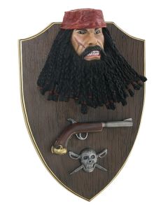 Pirat Blackbeard mit Pistole Wanddeko lebensgroß