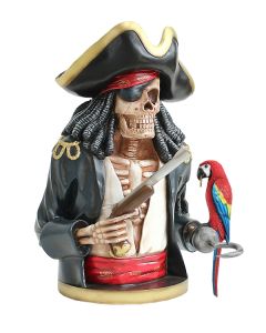 Piratenskelett Oberkörper schwarz mit Papagei lebensgroß