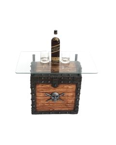Truhe Tisch mit Glasplatte lebensgroß