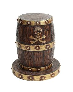 Weinfasshocker dunkel mit Gold und Totenkopf lebensgroß