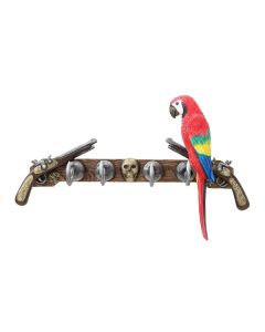 Garderobe Piratenhaken mit Pistolen und Papagei lebensgroß