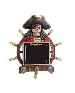 Piratenskelett Angebotstafel und Garderobe mit Steuer lebensgroß