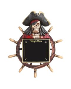 Piratenskelett Angebotstafel mit Steuer lebensgroß