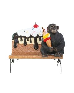 Eiscremebank mit Affen vergrößert