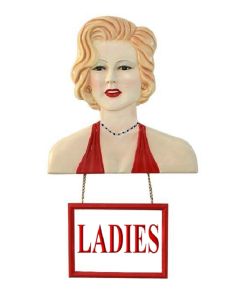 Marilyn Büste mit *Ladies*Schild lebensgroß