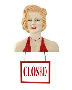 Marilyn Büste mit Open/ ClosedSchild lebensgroß