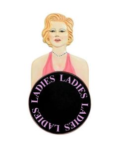 Marilyn Büste mit *Ladies*Schild rund lebensgroß
