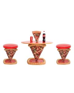 Pizzatisch und Pizzahocker 1 Pizzastück vergrößert