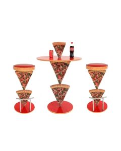 Pizzatisch und Pizzahocker 2 Pizzastücke vergrößert