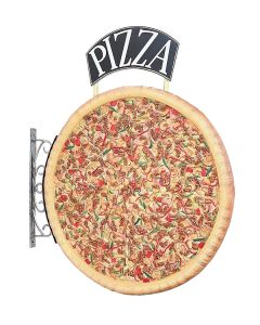 Ganze Pizza Zweiseitig mit Pizzaschild für Wand vergrößert