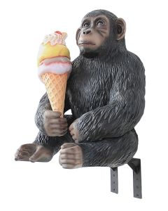 Affe mit Eis und Angebotsschild für für Wand lebensgroß