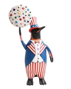 Pinguin amerika mit weißem Keks lebensgroß