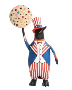 Pinguin amerika mit hellem Keks lebensgroß