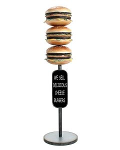 3 Burger auf Ständer mit Angebotsschild vergrößert