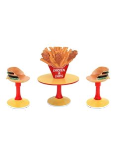Hühnchen und Pommes Tisch mit Burgerstühlen vergrößert