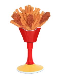 Hühnchen und Pommes mit Ständer vergrößert
