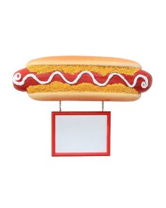 Hotdog mit Angebotsschild für Wand lebensgroß