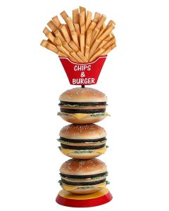Pommes und 3 Burger vergrößert