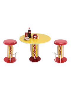 Hot Dog Tisch und Hocker vergrößert