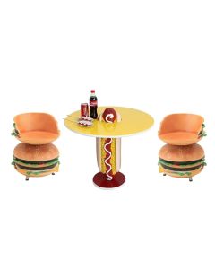 Hot Dog Tisch mit 2 Burger Sitz vergrößert