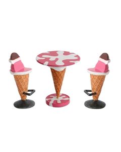 Eistisch Rosa und Eissitze vergrößert