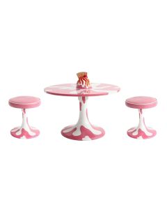 Eiscremetisch Rosa mit Waffel und Hocker vergrößert