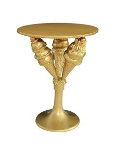 Eistüten Tisch Gold auf Ständer vergrößert