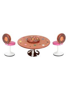 Kekstisch mit Eiscremeständer und Donutstühle vergrößert